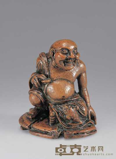 清 竹雕刘海戏金蟾 高8cm